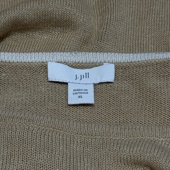 J. Jill Sweater Tan XL Sand & Sea Linen Cotton Embroidered Beach Lagen Nautical - Picture 9 of 12